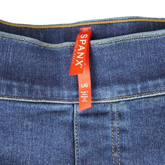Spanx Womens Distressed Skinny Jeans Dark Wash Size L Cotton Blend Casual Style - Picture 7 of 9